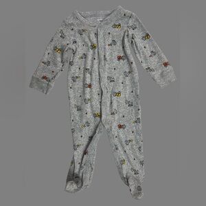 Carter's Long Sleeve Gray Footsie Equipment Trucks 9 Month
